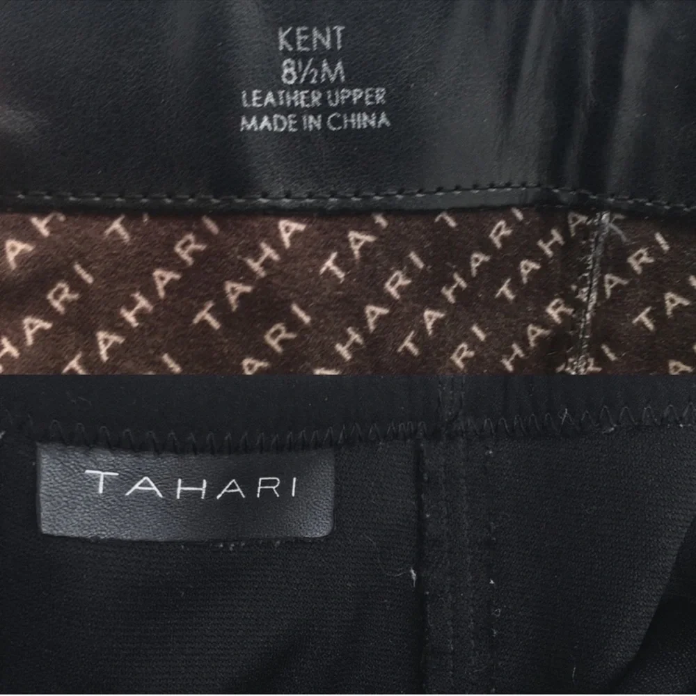 Tahari Kent Leather Tall Black Buckle Riding Equestrian Boots‎ size 8.5
